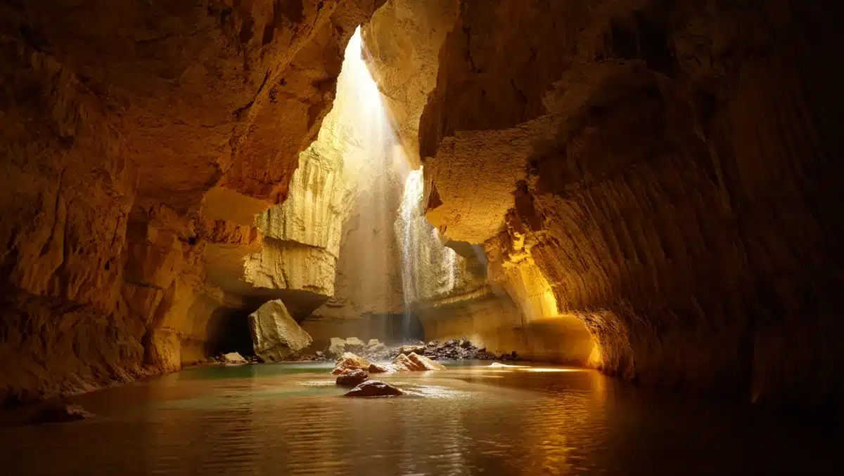Qu'offre la grotte de Saint Marcel d’Ardèche? — Située à l’entrée des gorges, cette cavité française compte quelque 60 km de passages. Les parcours aménagés mettent en valeur cascades intérieures et bassins calcaires appelés gours. Des mises en scène son et