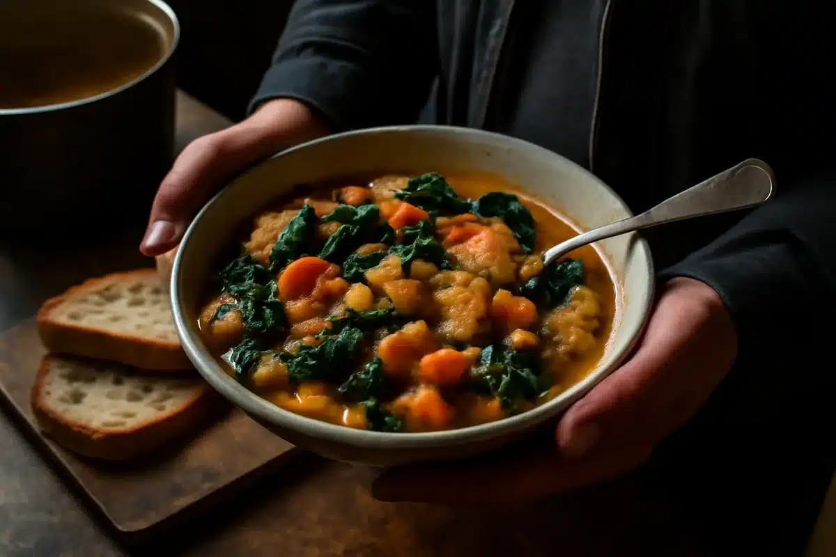 Quels ingrédients composent la ribollita ? — Chou nero, haricots cannellini, carottes et oignon forment la base. L’ajout de pain toscan épaissit la texture et apporte une mâche réconfortante.